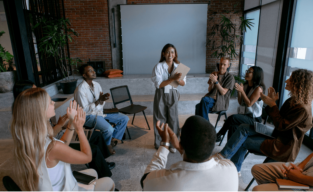 Diverse group of students in a skills training classroom