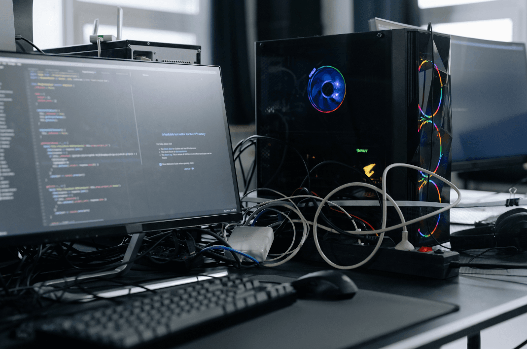 Computer skills training in a modern classroom